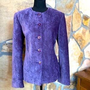 KORET Chenille Button-Front Blazer Amethyst Purple (10)